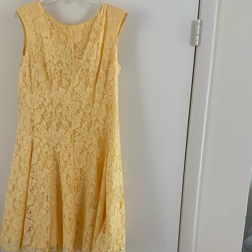 Yellow Lace Fit-and-Flare Dress